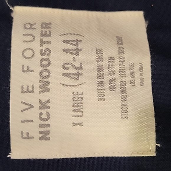 FIVE FOUR Nick Wooster XL 42-44 navy button down with outlined pocket - Picture 3 of 4